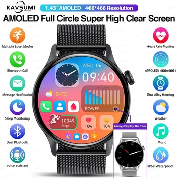 Новые модные Умные часы для мужчин, спортивный монитор сердечного ритма с AMOLED экраном, Bluetooth, IP68, водонепроницаемые смарт-часы для Xiaomi Изображение 2