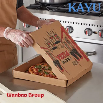 Коробка для пиццы всех размеров 9 10 11 12 14 18 дюймов, упаковка для пиццы из многоразовой гофрированной бумаги, коробка для доставки пиццы с вашим собственным логотипом Изображение 2