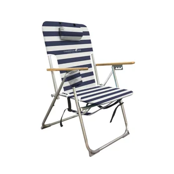 Пляжный стул из дерева с рюкзаком - бело-голубой Пляжный стул Уличная мебель Изображение 2