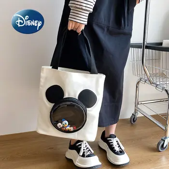 Новая модная холщовая сумка Disney Mickey's с мультяшной милой куклой, женская сумка через плечо, Роскошный бренд, Большая вместительная модная сумка-тоут