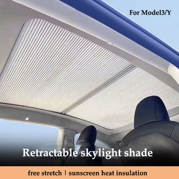 MODEL3/Y Выдвижной Передний и Задний Люк Солнцезащитная сетка Для Tesla Model 3 2023 Встроенные Накладки Удобные Складные Люки Sun Sha Изображение 2