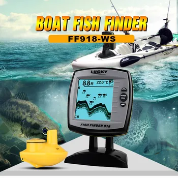 Lucky Fish Finder FF918-WS Подводная Рыбалка 73 м Беспроводной Гидролокатор Глубина 125 кГц Частота Гидролокатора Более Глубокий Эхолот СВЕТОДИОДНЫЙ Дисплей