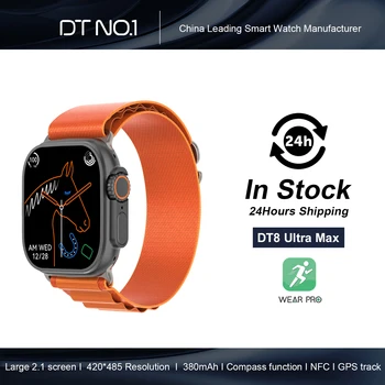 DTNO.1 DT8 Ultra Max Мужские Спортивные Смарт-часы 2,1-дюймовый IPS Большой экран 380 мАч Компас NFC GPS Трек IP68 Водонепроницаемые Маленькие Игры
