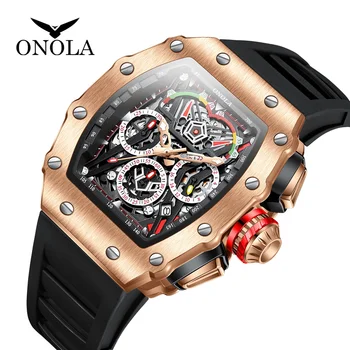 ONOLA Watches Мужские 2021 Лучший бренд Мужские Роскошные часы Многофункциональные спортивные Водонепроницаемые Хронограф Светящиеся кварцевые часы