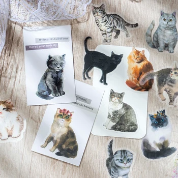 30 упаковок оптом 6 видов кошачьих ручных инструментов DIY материал декоративные наклейки наклейки kawaii милые канцелярские принадлежности мультяшные животные
