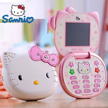 Kawaii Sanrioed, флип-телефон Hello Kitty, Мультяшный милый детский мини-телефон Taiml, подарки для детей, игрушки для девочек