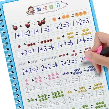 Детская Обучающая 3D Тетрадь для упражнений, Многоразовая тетрадь для каллиграфии, цифрового обучения, арифметики, Тетради для письма по математике Для детей