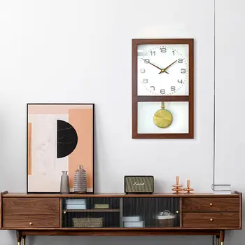 Настенные часы из массива дерева в японском стиле, простая гостиная, столовая, модные домашние часы с отключением звука, современные настенные часы, подвесные Изображение 2