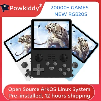 Портативная игровая консоль POWKIDDY RGB20S с 3,5-дюймовым экраном 4:3IPS, Двухкарточная консоль в стиле Ретро с открытым исходным кодом RK3326, встроенные 53000 игр