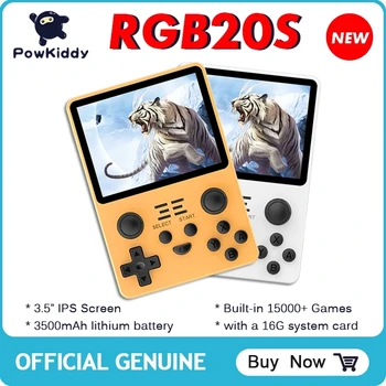 Портативная игровая консоль POWKIDDY RGB20S с 3,5-дюймовым экраном 4:3IPS, Двухкарточная консоль в стиле Ретро с открытым исходным кодом RK3326, встроенные 53000 игр Изображение 2
