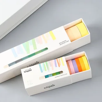 Набор клейких лент Washi 12x, декоративная бумага Washi Rainbow, маскирующая клейкая лента для скрапбукинга DIY