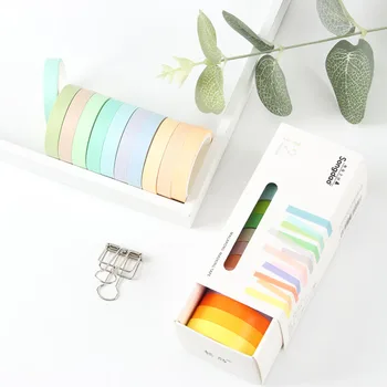 Набор клейких лент Washi 12x, декоративная бумага Washi Rainbow, маскирующая клейкая лента для скрапбукинга DIY Изображение 2