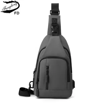Fengdong мужская нагрудная сумка-слинг, маленькая водонепроницаемая спортивная сумка, мужская USB-сумка, противоугонные дорожные сумки через плечо, модный мини-рюкзак для мальчиков