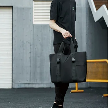 Японская модная сумка-тоут и наплечная сумка Большой Емкости, мужская сумка-портфель для подарка на день рождения, нейлоновая водонепроницаемая Изображение 2
