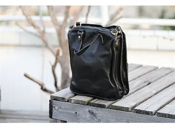 Винтажная роскошная мужская сумка из натуральной кожи с несколькими карманами, дизайнерская сумка для путешествий на открытом воздухе, высококачественная рабочая сумка из натуральной воловьей кожи Изображение 2