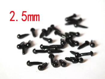 2,5 мм Черные пластиковые мишки с прямыми глазками, миниатюры -100шт (50 пар) Изображение 2