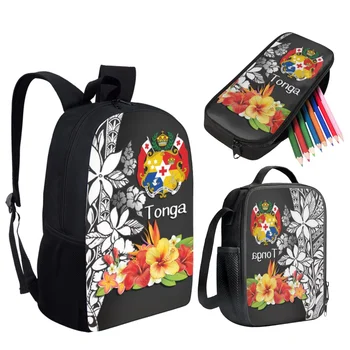 Школьные сумки с рисунком племени Тонга и Полинезии, Детский рюкзак, Набор из 3 школьных сумок для девочек и мальчиков, Повседневная сумка 