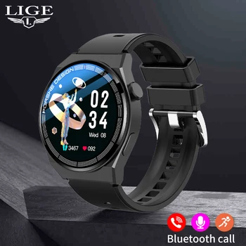 LIGE 2023 Смарт-часы Мужские с функцией Bluetooth для вызова спортивного фитнес-трекера, многофункциональный монитор сердечного ритма для Android IOS Smartwatch