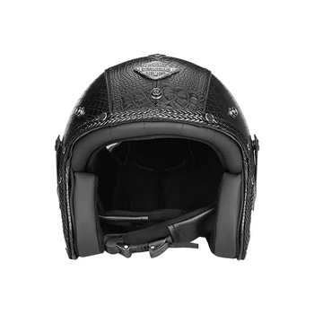 Винтажный Кожаный Мотоциклетный шлем в стиле Ретро с открытым Лицом в Горошек Chopper Casco Moto Vespa Мотоциклетный Шлем Capacete De Moto Masculino ECE Изображение 2