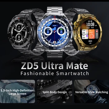 2023 ZD5 Ultra Mate Смарт-часы Мужские 1,5-дюймовый экран Bluetooth Вызов NFC Кислород в крови IP68 Водонепроницаемые умные часы для Android Ios Изображение 2