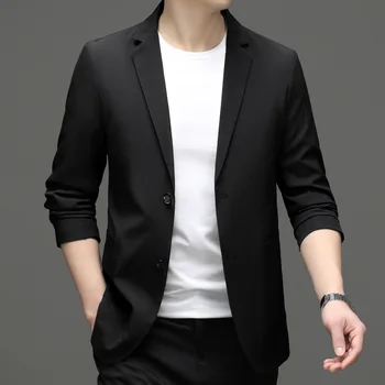 5925-2023 Мужской модный повседневный маленький костюм мужской корейский 66 версия приталенного костюма куртка однотонная куртка