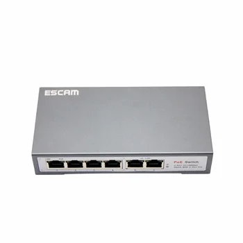 Коммутатор ESCAM 4 + 2 канала 8 каналов Fast Ethernet POE для сетевых IP-камер Изображение 2