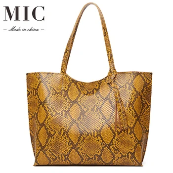 Роскошные сумки, женские сумки, Дизайнерская сумка-тоут Большой емкости, Кожаные сумки через плечо со змеевидным рисунком для женщин
