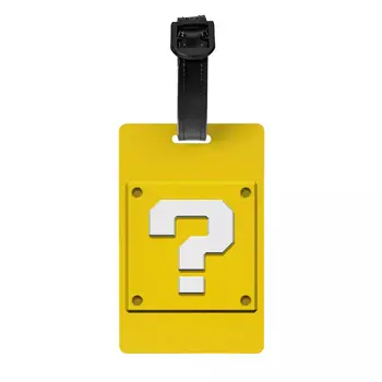Пользовательская Мультяшная игра Marios Question Block Багажная бирка с именной карточкой, идентификационная этикетка для дорожной сумки Чемодана