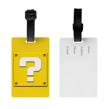 Пользовательская Мультяшная игра Marios Question Block Багажная бирка с именной карточкой, идентификационная этикетка для дорожной сумки Чемодана Изображение 2
