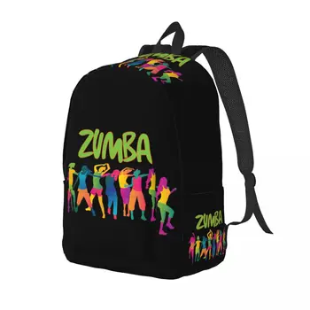 Холщовый рюкзак для занятий физкультурой и танцами Zumba для мальчиков и Девочек, школьные сумки для колледжа, Женская Мужская сумка для книг, подходит для 15-дюймового ноутбука Изображение 2