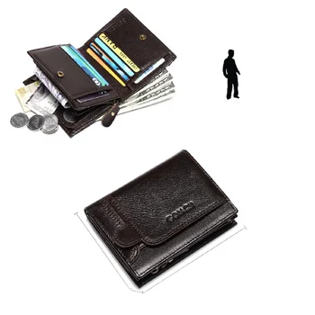 Кожаный бумажник с Замком, Ретро Кошелек, Мужской Кожаный Держатель для карт, Многофункциональный Короткий кошелек, RFID-Противоугонный кошелек для монет, коричневый Кофе