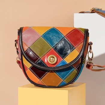 Annmouler Роскошная женская сумка через плечо из натуральной кожи в стиле пэчворк, сумка через плечо, маленький размер, качественный кошелек, многоцветная сумка для женщин