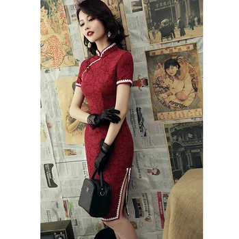 Китайские винтажные платья Чонсам Красивая китайская традиционная одежда Ципао для женщин 3XL Плюс размер Изображение 2