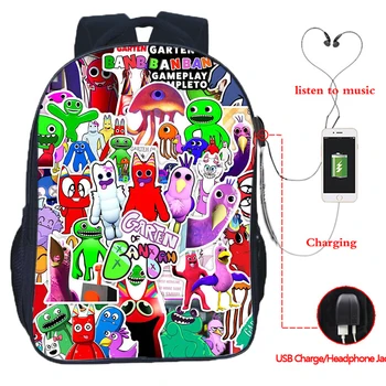 Игровой Рюкзак Garten Of Banban Class для студентов, мальчиков и Девочек, Мультяшный рюкзак для подростков, USB-зарядка, школьные сумки, сумка для ноутбука, рюкзак Изображение 2