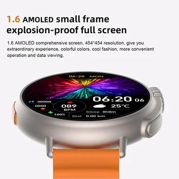 2023 Новые умные часы Для женщин и Мужчин 454*454 IPS HD Экран Всегда отображает время вызова BT частота сердечных сокращений Смарт-часы для Apple оптом Изображение 2