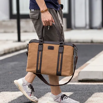 Классическая Мужская сумка в горизонтальном стиле, Деловая мужская сумка, Холщовая сумка через плечо, Повседневная сумка для компьютера, портфель из воловьей кожи