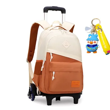 Школьная сумка-тележка, детский школьный рюкзак, съемные детские школьные сумки на колесиках для мальчиков, сумки для багажа на колесиках для девочек, сумки для книг Изображение 2