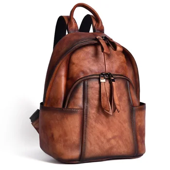 Женский рюкзак из натуральной кожи, сумка с кисточками, рюкзак из натуральной воловьей кожи, сумки для школьных книг, Женский винтажный рюкзак Изображение 2