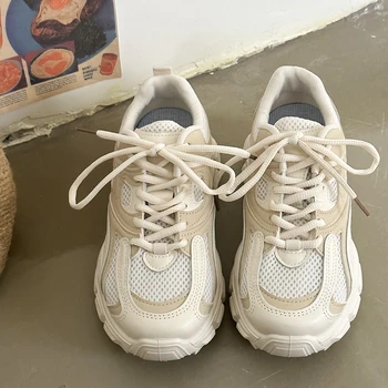 2023 Дышащие Кроссовки Для бега Женская обувь На платформе Демисезонные спортивные кроссовки на шнуровке Женская Вулканизированная обувь Кроссовки Изображение 2