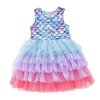 Платье Принцессы Русалки для девочек, костюмы для косплея, Детская юбка-пачка, Детский костюм на Хэллоуин, День рождения, Карнавальная одежда для вечеринки
