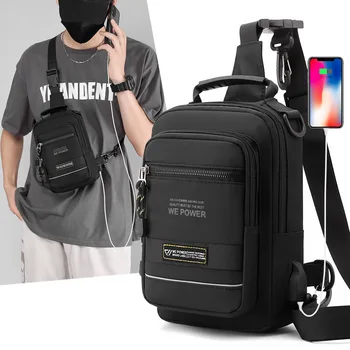 Многофункциональная Мужская нагрудная сумка для Путешествий, рюкзак с USB-зарядкой, противоугонные сумки-мессенджеры, мужские сумки через плечо, Bolsas Изображение 2