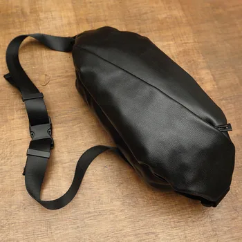 Дизайнерская черная универсальная мужская нагрудная сумка ручной работы из натуральной воловьей кожи, роскошная сумка-мессенджер из натуральной кожи, спортивная повседневная сумка через плечо
