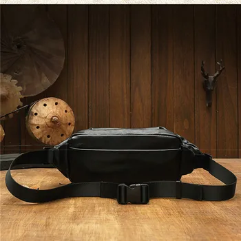 Дизайнерская черная универсальная мужская нагрудная сумка ручной работы из натуральной воловьей кожи, роскошная сумка-мессенджер из натуральной кожи, спортивная повседневная сумка через плечо Изображение 2