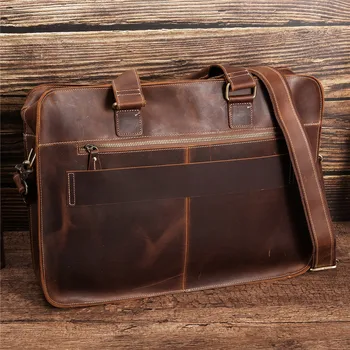 Кожаный ноутбук для деловой сумки Сумка Мужская 17,3 Сумки Большой Дорожный портфель для компьютера 16-дюймовый Кожаный портфель Мужской Изображение 2