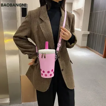 Женская сумка через плечо с милым дизайном чашки для напитков, сумка для чая с молоком, сумка для женщин, женские сумки с мультяшным принтом Изображение 2