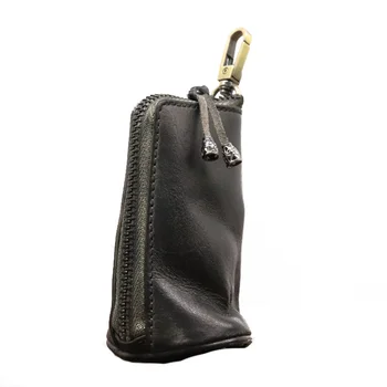 Новый верхний слой из воловьей кожи растительного дубления, сумка для ключей в стиле ретро, мужская поясная сумка
