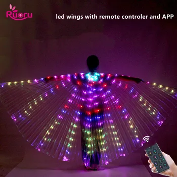 Светодиодные крылья для танца живота Ruoru с пультом дистанционного управления RGB-флуоресцентное крыло бабочки для танца живота Isis Wings Хэллоуин