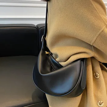 Новая Женская сумка через плечо из натуральной кожи большой емкости, модная универсальная сумка-мессенджер в виде полумесяца