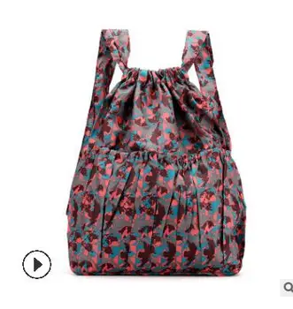 1 шт./лот, модные винтажные Рюкзаки на шнурке, Женский Водонепроницаемый нейлоновый рюкзак с цветочным узором в этническом стиле, Большой Емкости