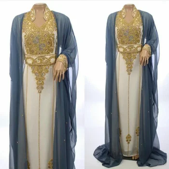 Серый кафтан Очень Модное длинное платье Макси Кафтан Праздничное платье Eid Модные тенденции в Европе и Америке